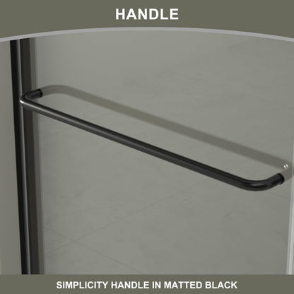 44-48" W x 72" H Semi-Frameless Sliding Shower Door, Glass Shower Door with 1/4'' (6mm) Clear SGCC Tempered Glass, Matte Black