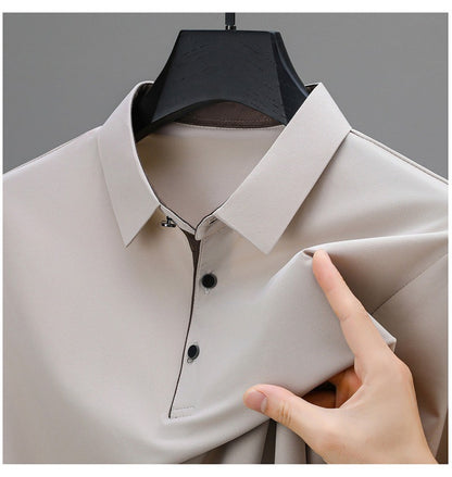 BROWON New Collection 2025 Golf Shirts Mens Short Sleeve Solid Color Turn Down Collar Business Plain Shirt for Man