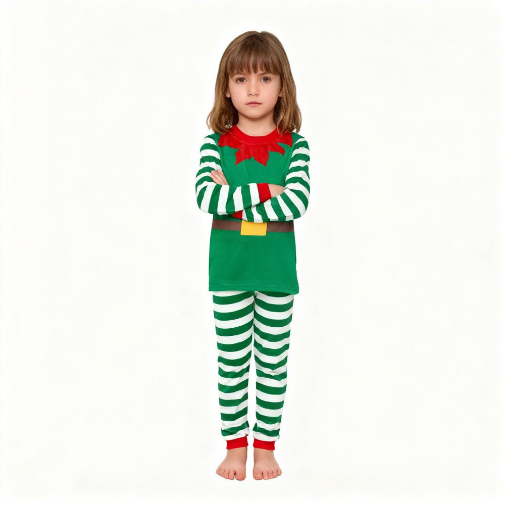 Boys Girls Christmas Pajamas Set Children Elf & Santa Costumes Baby Pijama Kids Long Sleeve Striped Pants Sleepwear For Xmas