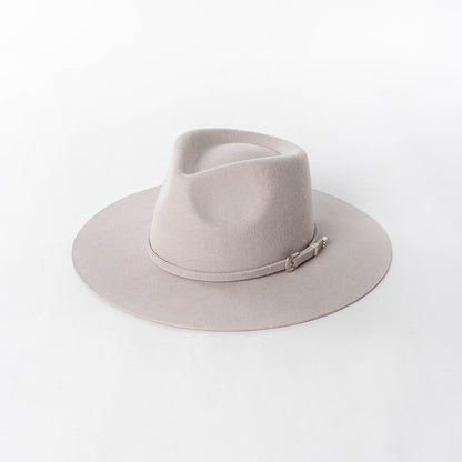 Chapéu Fedora de Feltro 100% Lã Australiana com cinto de feltro e aba larga de design moderno