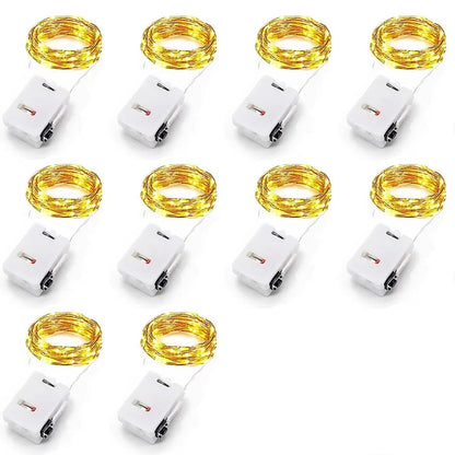 3/2/1m 10PCS Wholesale LED String Lights Copper Silver Wire Garland Light Fairy Lights Party Room Decoration Christmas Wedding