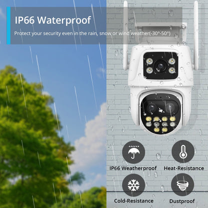 9MP WIFI IP Camera Three Lens Dual Screen With 8X Zoom 6MP PTZ Camera Ai Auto Tracking Security Video Surveillance Camera iCSee