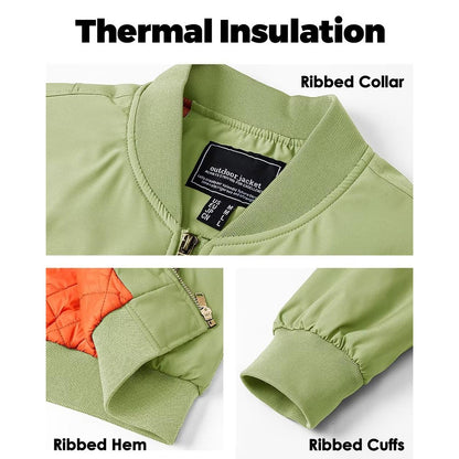 MAGCOMSEN Men's Aviator Jackets Thick Warm Orange Lining Bomber Jackets Fall Winter Casual Windproof Coats