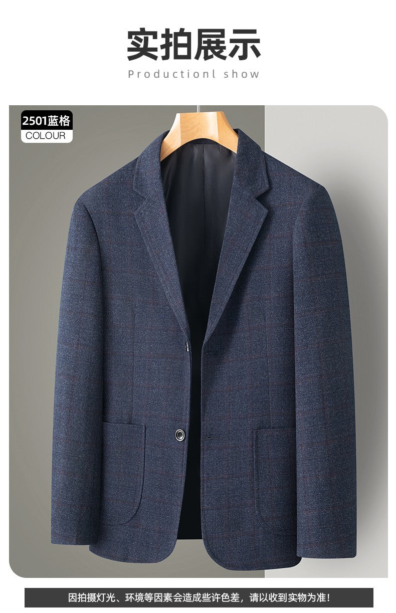 New Men's Blazer Fashion Middle-aged Business Casual Professional Wear Casual Loose British Style Sub-trend Four Seasons Suit
