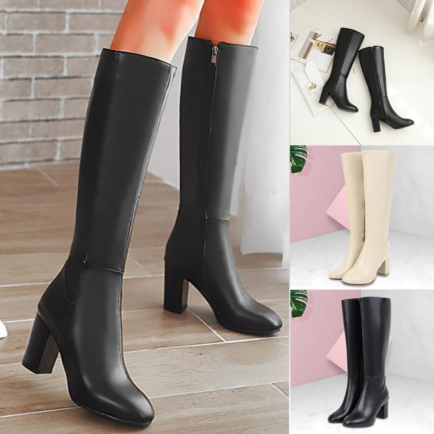 Autumn And Winter Women'S High Boots Fashion Soft Leather Back Zipper Long Boots Ladies Comfortable Knee High Boots Botas Mujer