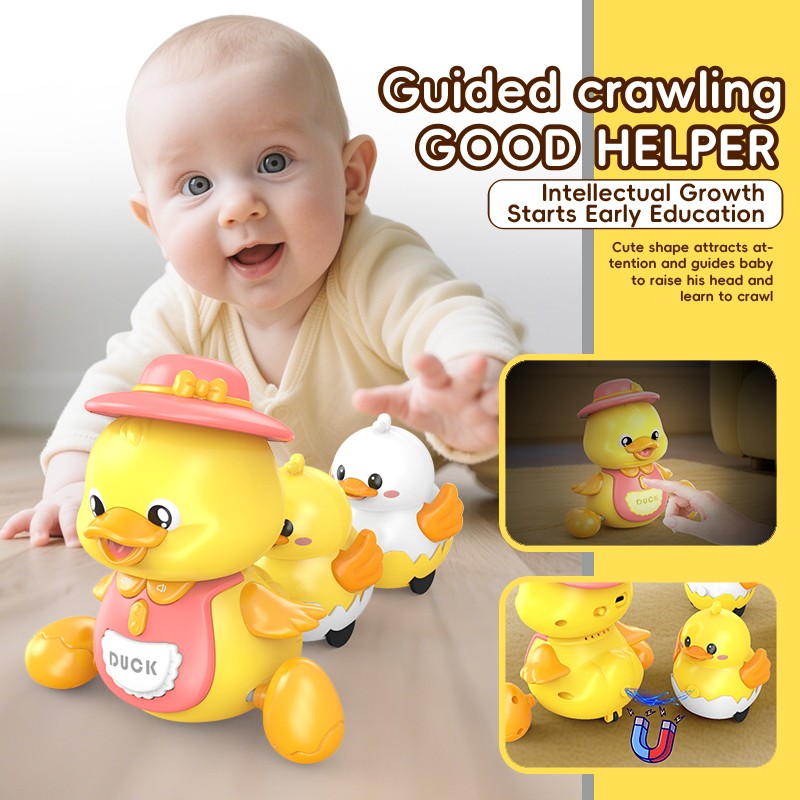 Brinquedos Musicais de Pato Rastejante para Bebês 3 Peças Pata Mãe Musical e Patinhos Brinquedo Interativo de Aprendizagem Precoce para Bebês Presente
