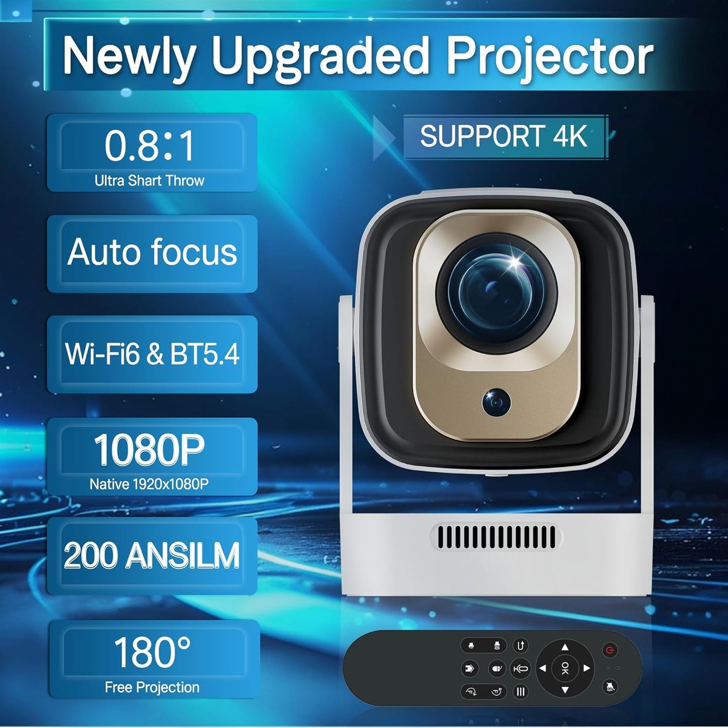 XGODY Projector Gimbal 5 Pro/3S 4K Android 11.0 Native 1080P/720P Autofokus 330ANSI Dual Wifi Bluetooth Home Theater Cinema