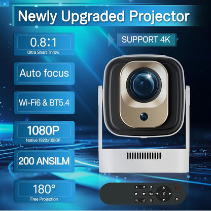 XGODY Projector Gimbal 5 Pro/3S 4K Android 11.0 Native 1080P/720P Autofokus 330ANSI Dual Wifi Bluetooth Home Theater Cinema