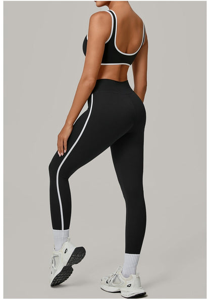 Yoga Suit Sports Fitness High Waist Peach Hip Tight Removable Padding Sports Bra Outfit Running Workout Clothes Gym Leggings Set