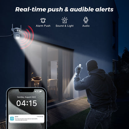 15MP 8K HD Wifi Surveillance Camera Outdoor Three Lens Three Screens Security IP Camera Human Detection 5G Wifi Camera O-KAM PRO