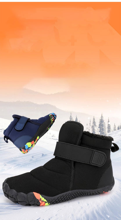 Kids 2025 New Wide Toe Barefoot Snow Boots Boys Girls Winter Minimalist waterproof Sneakers Girls Boys Non-Slip Warm Snow Boots