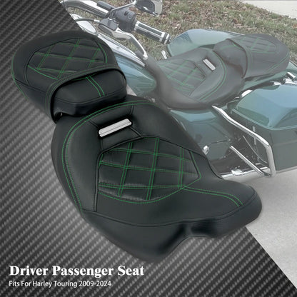 Assento de Couro Dianteiro e Traseiro para Motocicleta para Harley Touring Road King CVO Electra Street Glide 09-23