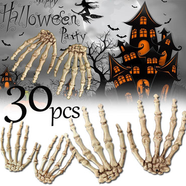 1 Pair Of Halloween Skeleton Hands Haunted House Bar Party Plastic Horror Props Dummy Hands Bones Halloween Scene Decor Supplies