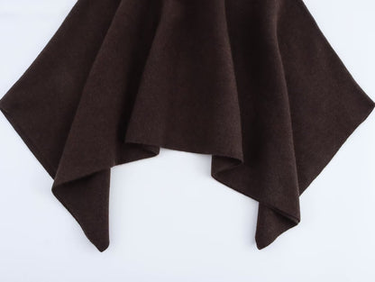 JNLEAOG Casaco de Gola Alta Assimétrica de Malha Feminina para Rua Elegante Fibra de Poliéster Outono Nova Chegada Design de Moda