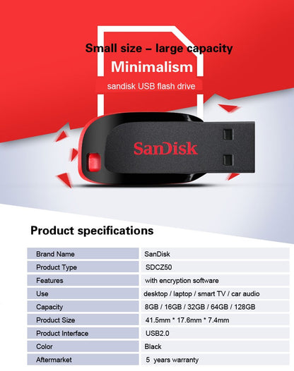 100% Original SanDisk 64GB USB Flash Drive 32GB USB Disk 16GB USB2.0 Mini Pen Drive Pendrive Memory Stick U Disk for computer
