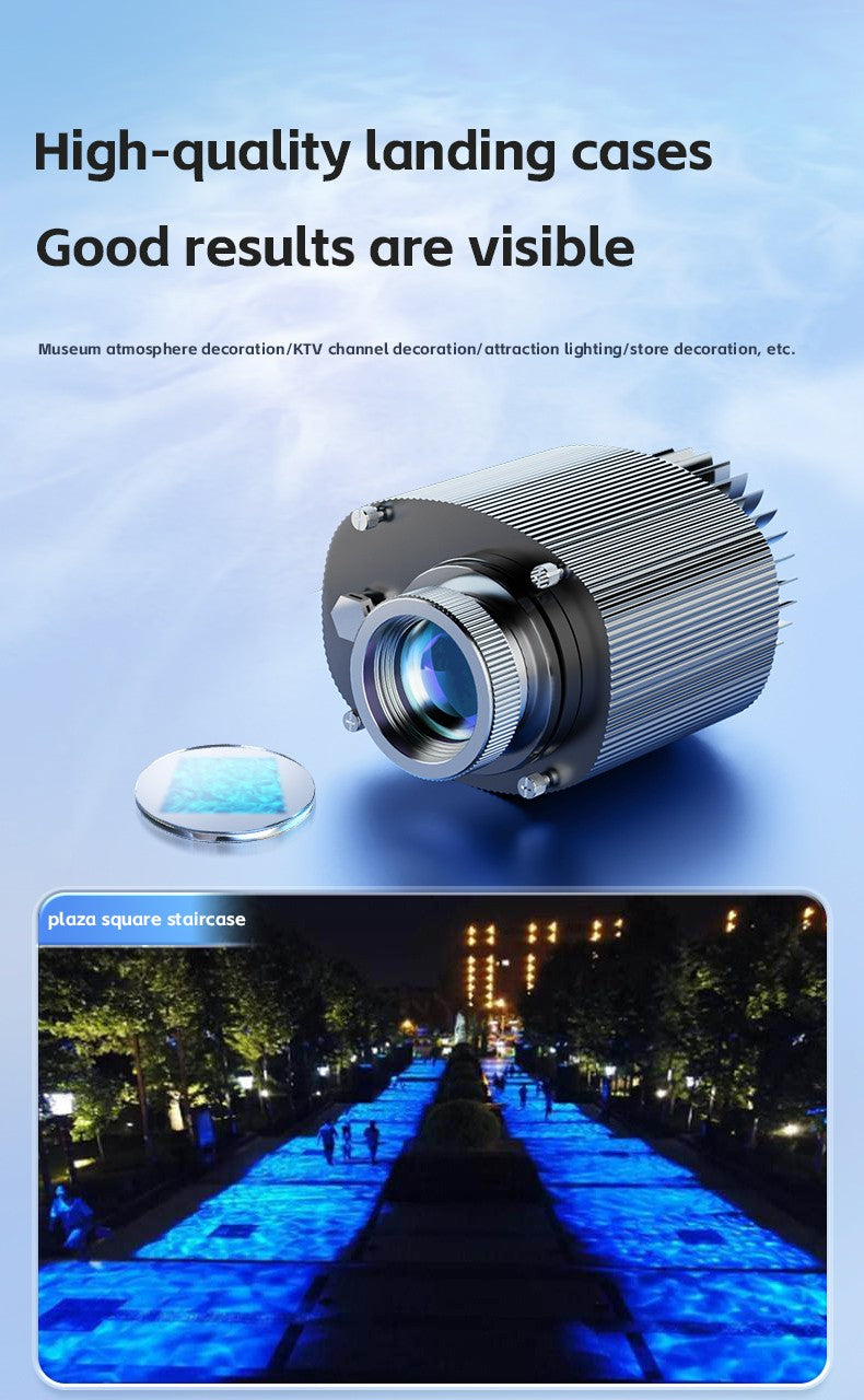 Square Water Ripple Projector Dynamic Water Ripple Logo Indoor Ground Corridor Outdoor Atmosphere Lighting Waterproof Projection