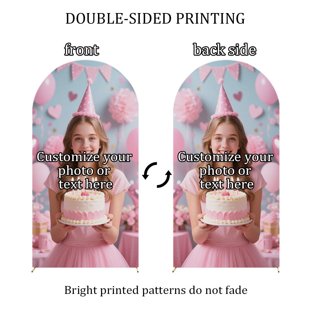 Customizable Arched Background Cloth Cover, Can Upload Your Favorite Pictures, Can Be Used for Birthdays, Weddings, and More
