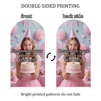 Customizable Arched Background Cloth Cover, Can Upload Your Favorite Pictures, Can Be Used for Birthdays, Weddings, and More