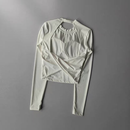 Yoga Long Sleeved Women's Fixed Chest Cushion Sexy Backless Short Sports T-shirt With Waist Cinching And Slimming Fitness Vest