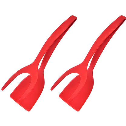 2 in 1 Grip Flip Spatula Clamp Egg Pancake Fish French Toast Omelette Making Non Stick Home Kitchen Cooking Turner Tool