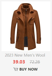 Winter Men's Jacket Oversized Wool Overcoat Solid Warm Pea Coats Thicken Casual Woolen Coat Men Clothing Parka A3F1303