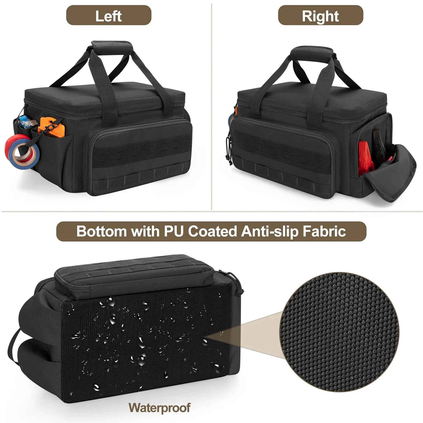 XMSJ Bolsa de Ferramentas Tática Reforçada de 14" Base Antiderrapante Organizador Multiuso para Homen de Serviço Carpinteiros Armazenamento de Ferramentas Durável Portátil