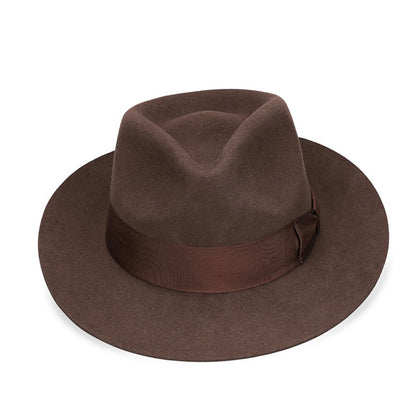 New British 100% Wool Felt Hat Men Fedora Big Size Raw Edge Brim Satin Lined Gangster Hat Premium Quality
