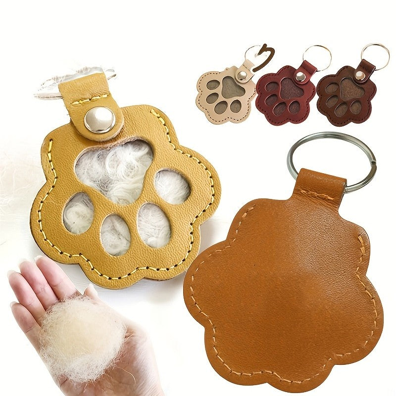 Chaveiro Memorial de Pelo de Animais de Estimação de Couro PU, Relicário de Lembrança para Pelo de Gato e Cachorro, Pingente para Guardar Pelo de Animais de Estimação, Acessórios para Pendurar em Bolsas