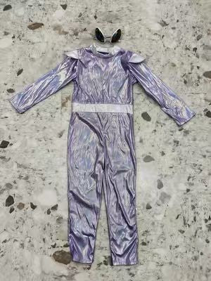 Kids Purple Alien Jumpsuit Costume, Girls Space Fancy Outfit for Halloween Cosplay Party