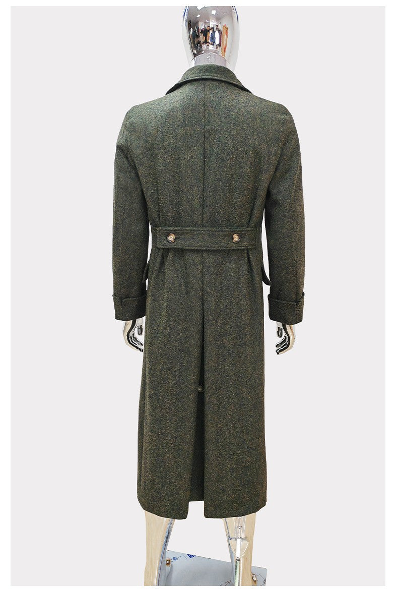 Nerazzurri Autumn Winter Long Luxury Elegant Chic Thick Warm Woolen Polo Coat for Men Double Breasted Wool & blends Overcoat