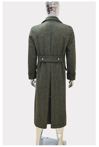 Nerazzurri Autumn Winter Long Luxury Elegant Chic Thick Warm Woolen Polo Coat for Men Double Breasted Wool & blends Overcoat