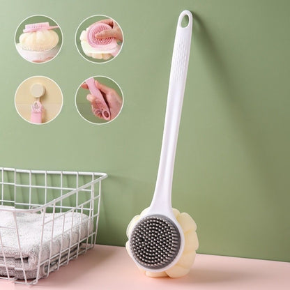 1 escova de banho de silicone macio para esfoliação corporal e massageador de costas com cabo longo para banho e saúde da pele
