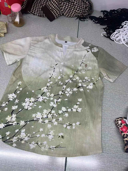 2024 New Men's Short Sleeve Shirt Animal Cat 3D Printed Men's Hawaiian Lapel Top Large Size Casual Comfortable Men's Shirt 5XL