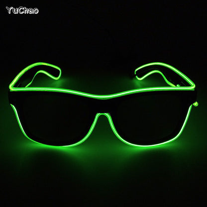 Led Glasses NightClub Masquerade Concert Club Neon Accessories Cool Vogue Flashing LED Futuristic Glasses Men Metal Cool Glasses