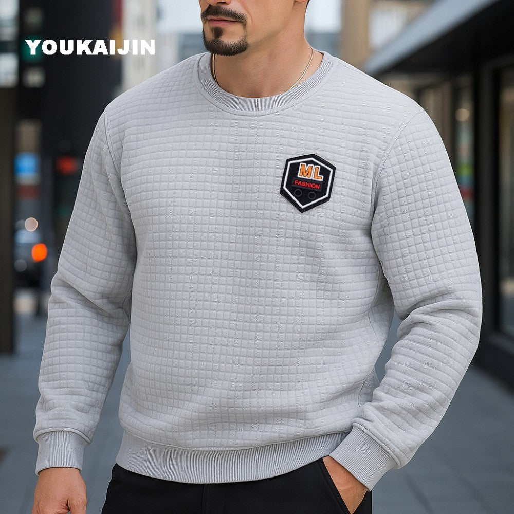 Men's Crew Neck Sweatshirts Solid Color  Long Sleeve Large Sweatwear Spring Autumn Outdoor Jogging Tops