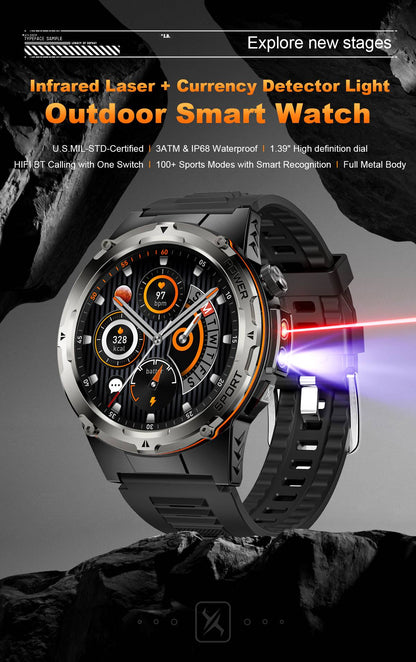2026 Popular Outdoors GPS Sports Smart Watch Masculino Tela AMOLED Bússola à Prova D'água 500mAh NFC Chamada HD Smart Watch Para Homens T-REX 3