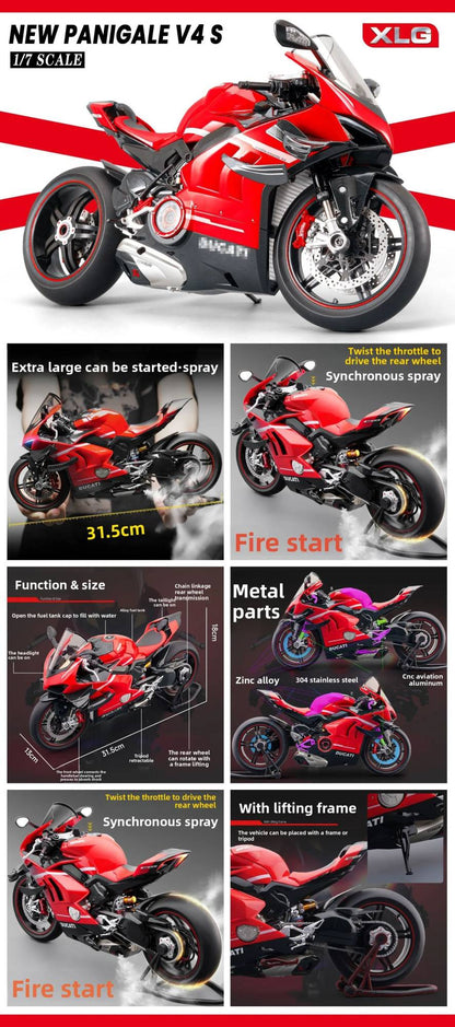 Spray de Fundição 1:6 Ducati V4 Moto Liga Modelo Coleção Miniatura Voiture Ornamento Namorado Presente Decoração de Casa Brinquedo Veículo