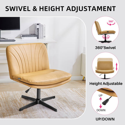 Redlife Criss Cross Chair with Rotating Adjustable Legs Office Chair Durable Pu Leather Wrapped Double Cushion for Home & Office