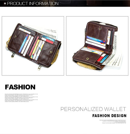 Women's Wallet Fashion Genuine Leather Short Female Purse ID Card Holder Wallets RFID Ladies Clutch With Zipper Coin Purse