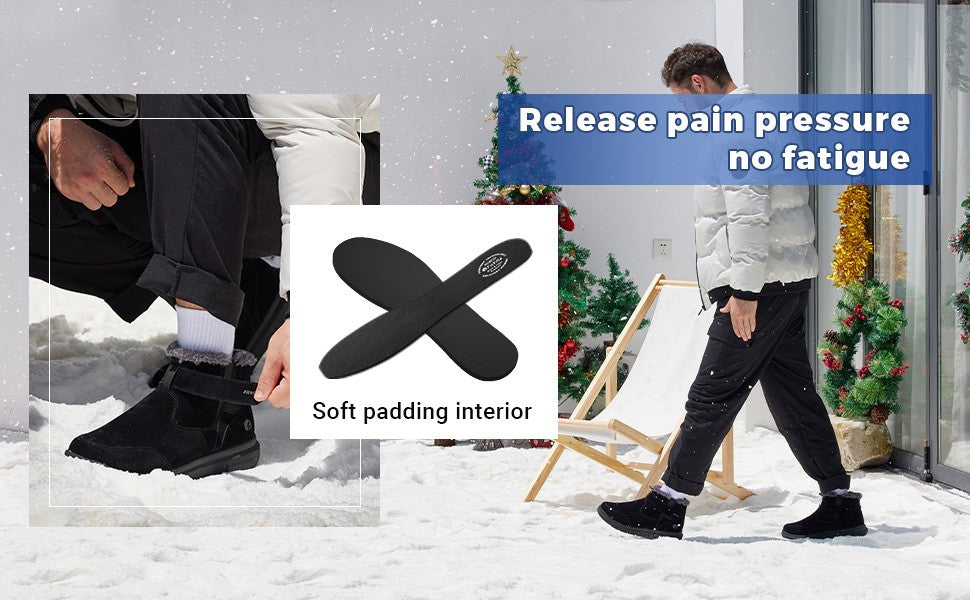 Fitville Men's Boots Winter Wide Version Outdoor Lightweight Snow Boots Men's Waterproof & Non-Slip Thick Warm Thick Fur