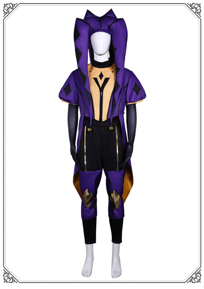 The Freak Circus Pierrot Jester Harlequin Cosplay Costume for Game Adult Clown Joker with Mask Halloween Carnival Outfits
