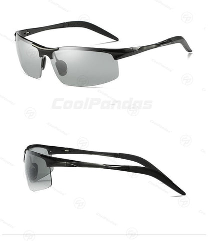 CoolPandas Óculos de Sol Fotocromáticos Masculinos Polarizados Sem Aro para Esportes ao Ar Livre Óculos de Condução Dia Noite Camaleão Óculos Masculinos