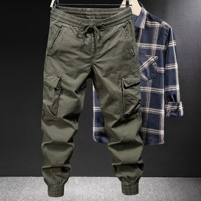 Solid Cargo Pants for Men Casual Loose Fit Ankle Banded Trousers Suitable for Spring and Autumn Grey Black Green