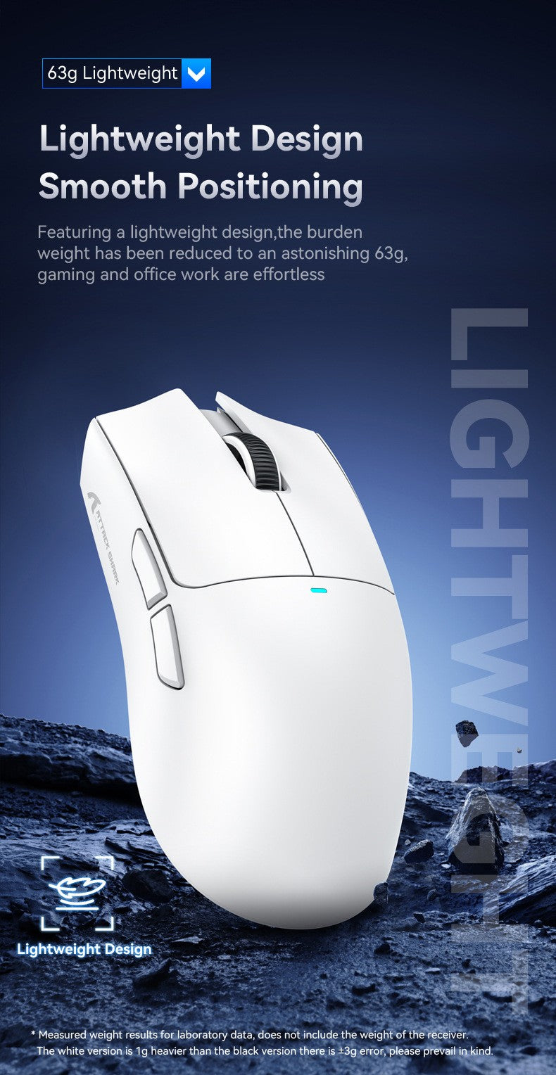 Mouse Gamer Attack Shark X11 Sem Fio Bluetooth Triplo Modo, Tela Sensível ao Toque, Base de Carregamento Magnético, Ultraleve, com Macro