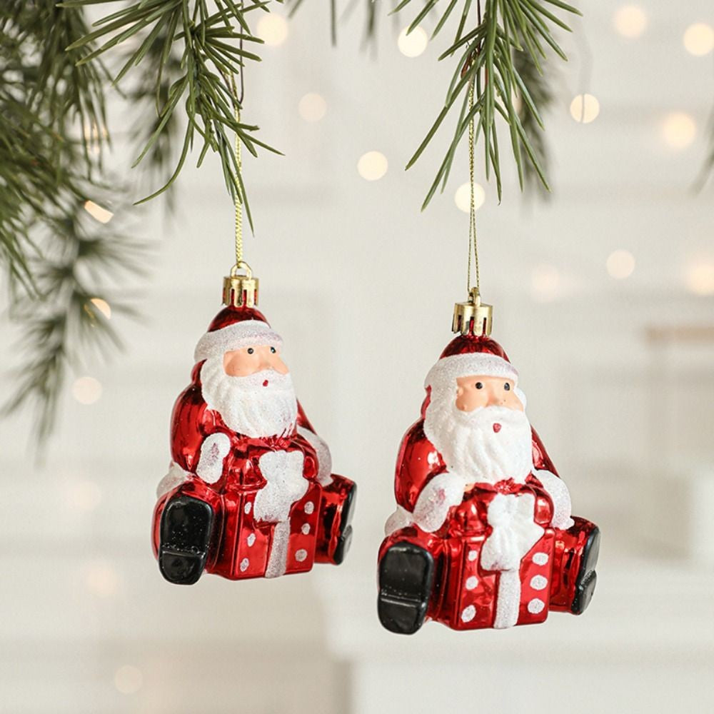 2PCS Red&white Christmas Hanging Decoration Plastic Santa Clause Xmas Ornament Ball Festival Camera Owl Xmas Baubles