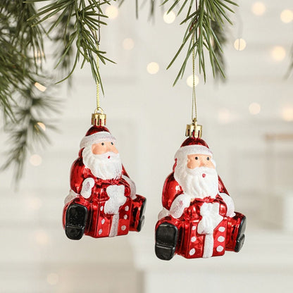 2PCS Red&white Christmas Hanging Decoration Plastic Santa Clause Xmas Ornament Ball Festival Camera Owl Xmas Baubles