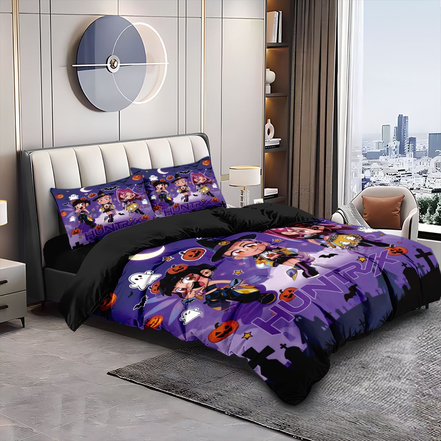 Kpop Demon Hunters Huntrix Bedding Set - Single to King Size, Anime Print Duvet Cover Sets for Adult Bedrooms