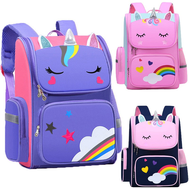 Mochila Infantil para Meninas Unicórnio Bolsa Escolar Olhos Arco-Íris Mochila para Adolescentes Viagem Impermeável