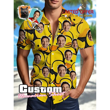 Hip Hop Beer Party Personality Custom Photo Shirt Unisex Leisure Funny Banana Pepper Pattern Hawaiian Shirts Humour Gift Shirt