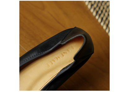 Mary Jane Women Loafers Hand Stitch Casual Streetwear Ballet Flats Soft Sole Solid Color Women Shoes Comfy Round Head Bow Shoes